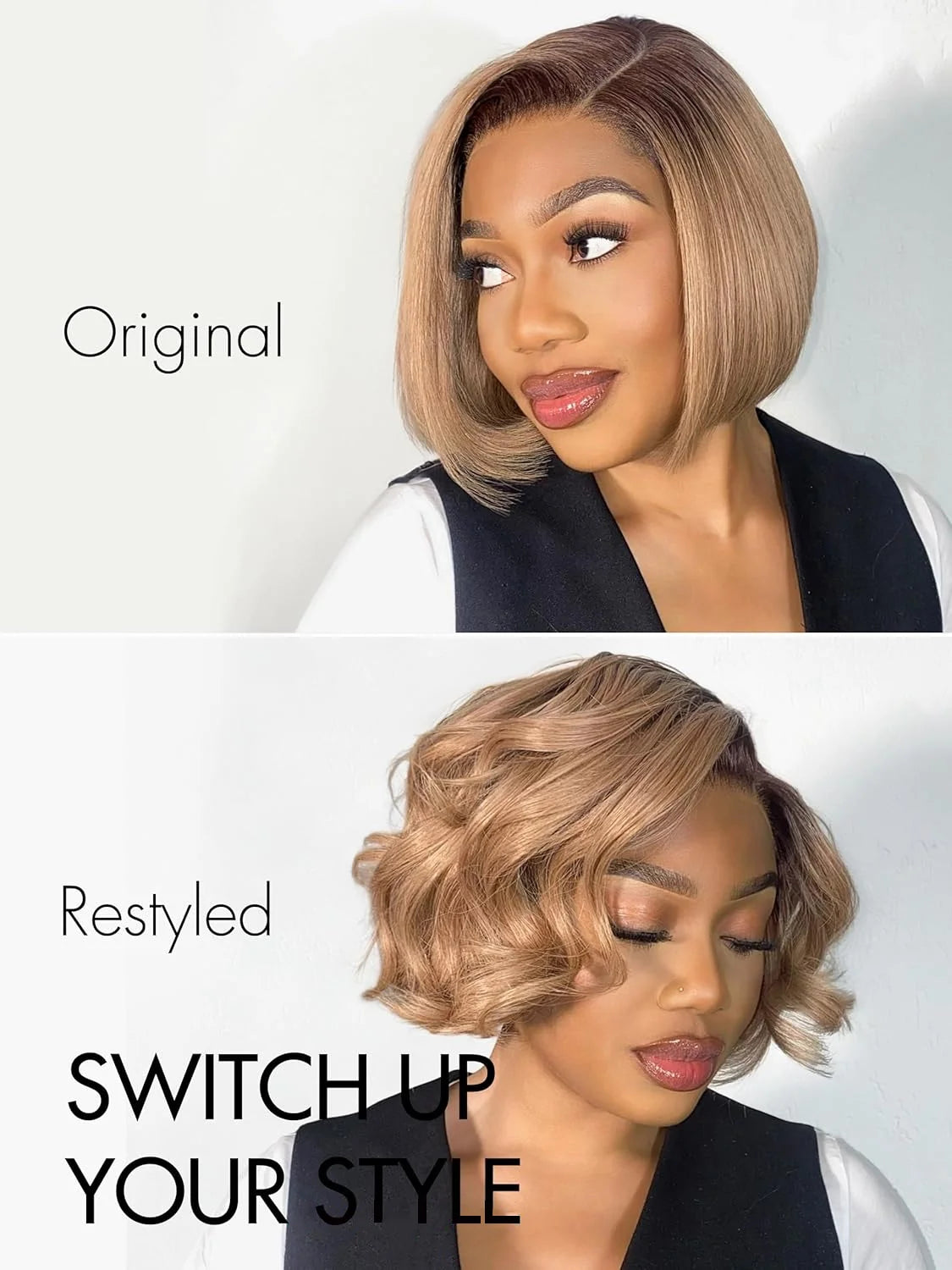 Tewjig Put On & Go Blunt Cut Straight Bob Wigs Minimalist HD Lace Frontal Wig Glueless Wig Human Hair Ready To Wear C Part