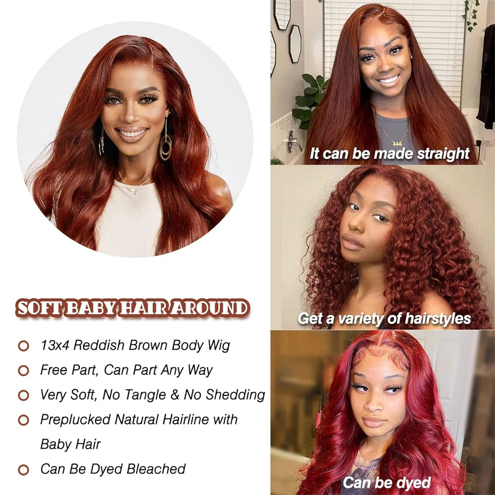 Reddish Brown Body Wave Human Hair