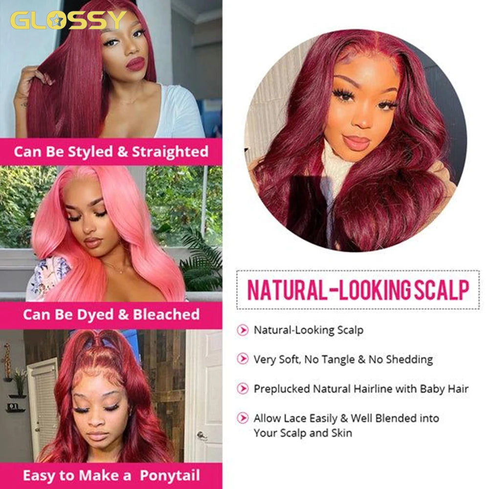 Body Wave Burgundy Hd Lace Human Hair